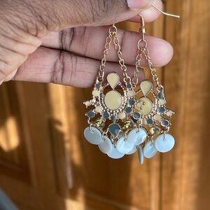 SHELL AND RHINESTONE EARRINGS